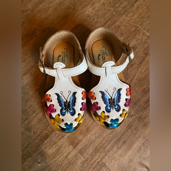 Handmade Huarache Butterfly Sandals- White/Multi - Picture 1 of 3